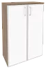 Офисный шкаф средний широкий с белым стеклом в раме