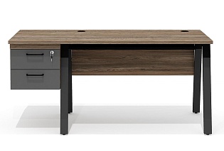 Стол прямой с подвесной тумбой на металлокаркасе (левый)